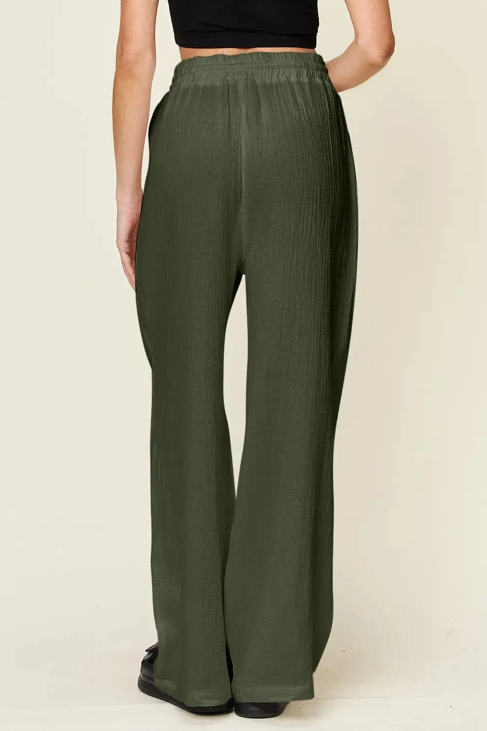 Tailored Wide Leg Drawstring Pants