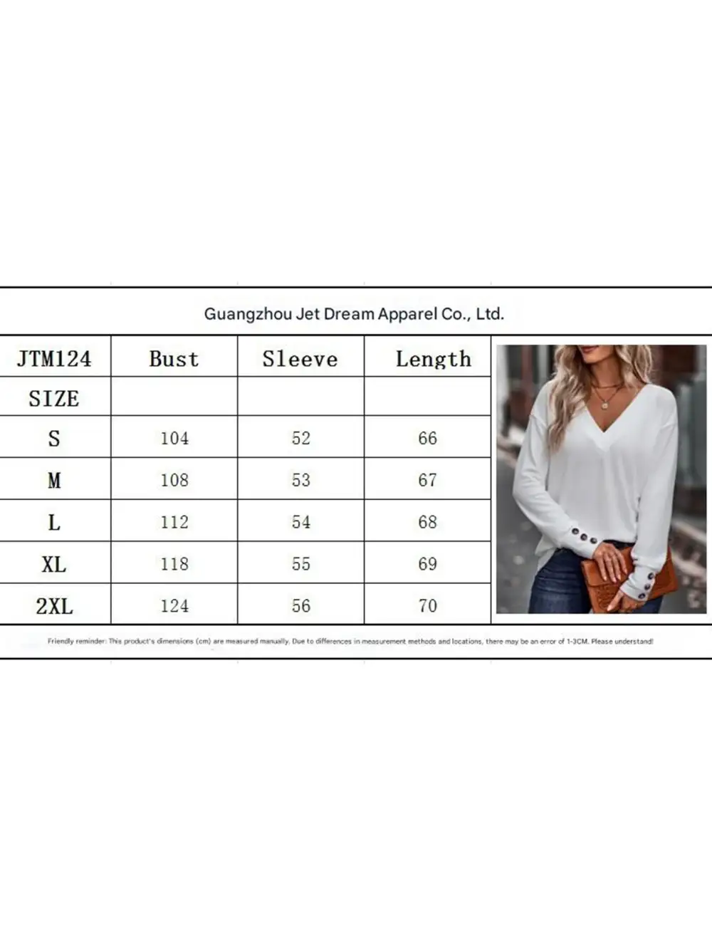 V Neck Button Loose Long Sleeve Tee