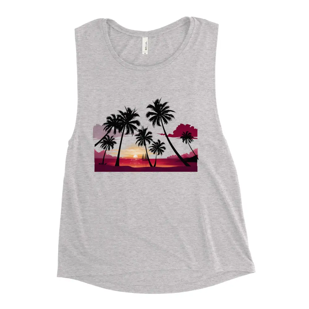 Ladies Muscle Tank Palms and Sunset Tank Top