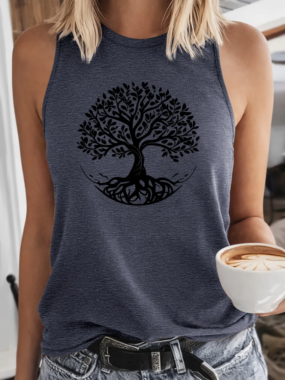 Retro Tree of Life Print Tank Top