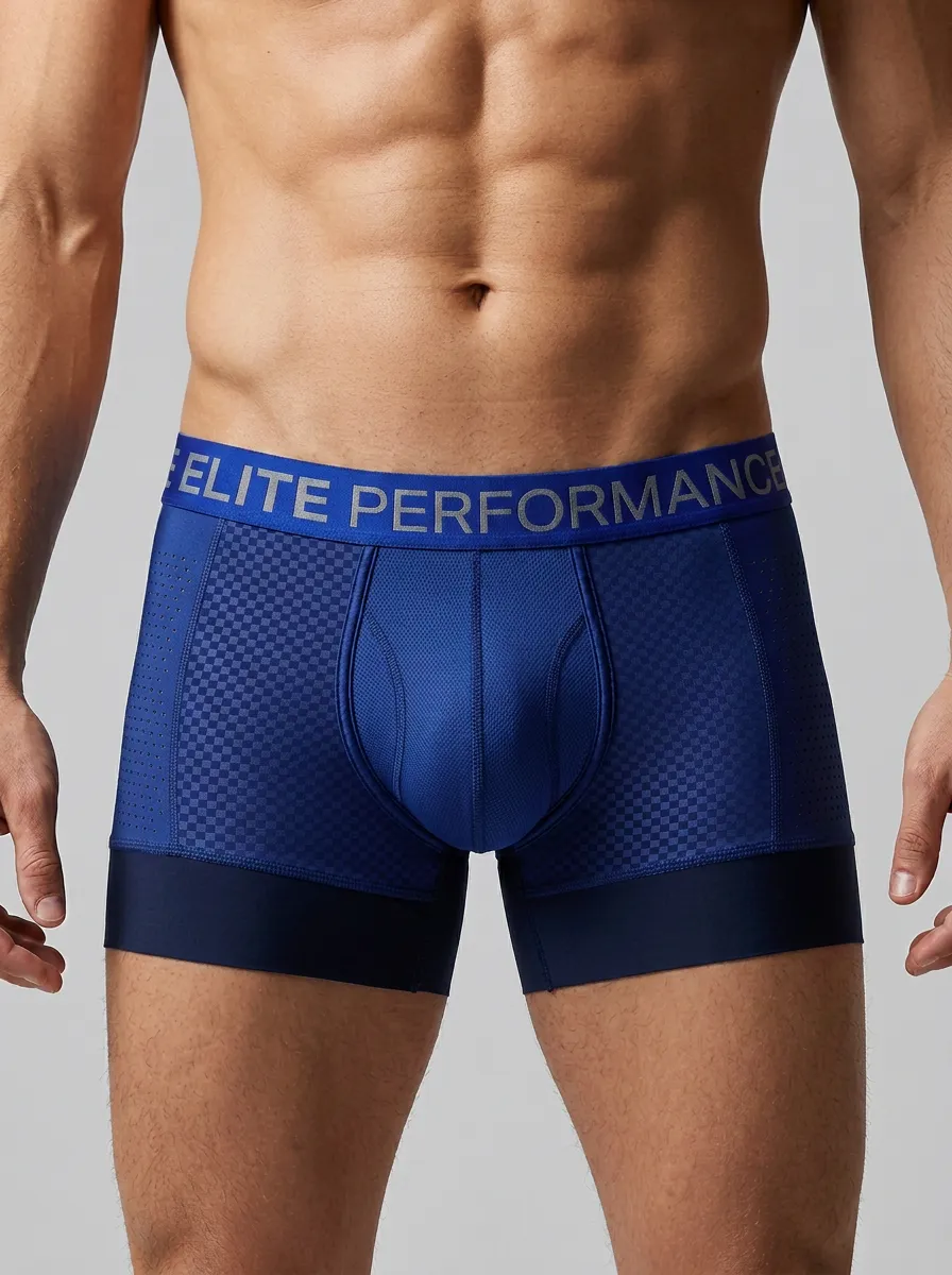 Men's Elite Performance Checkered Pattern Printed Boxer Briefs