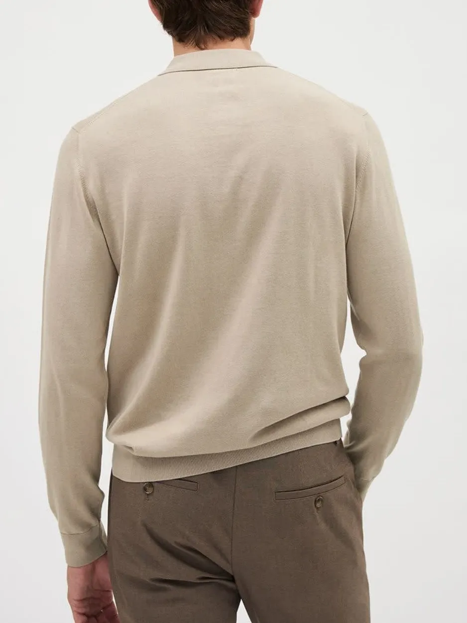 Chocolate Aroma Cotton Long-Sleeve Polo Sweater
