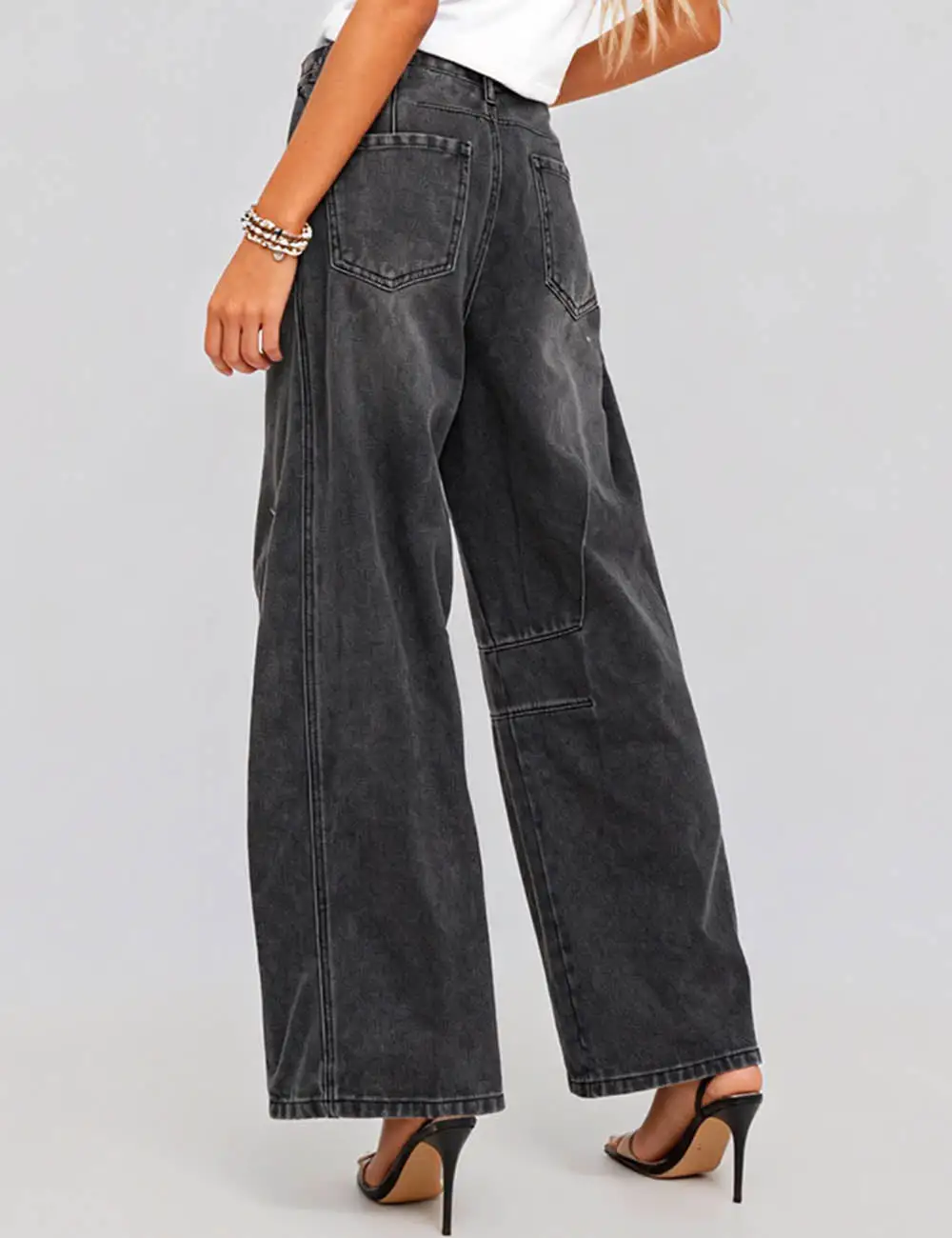 Mid Rise Wide Leg Jeans Barrel Denim Pants