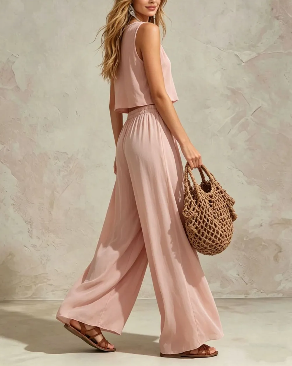 V-Neck Cotton Jersey Matching Set