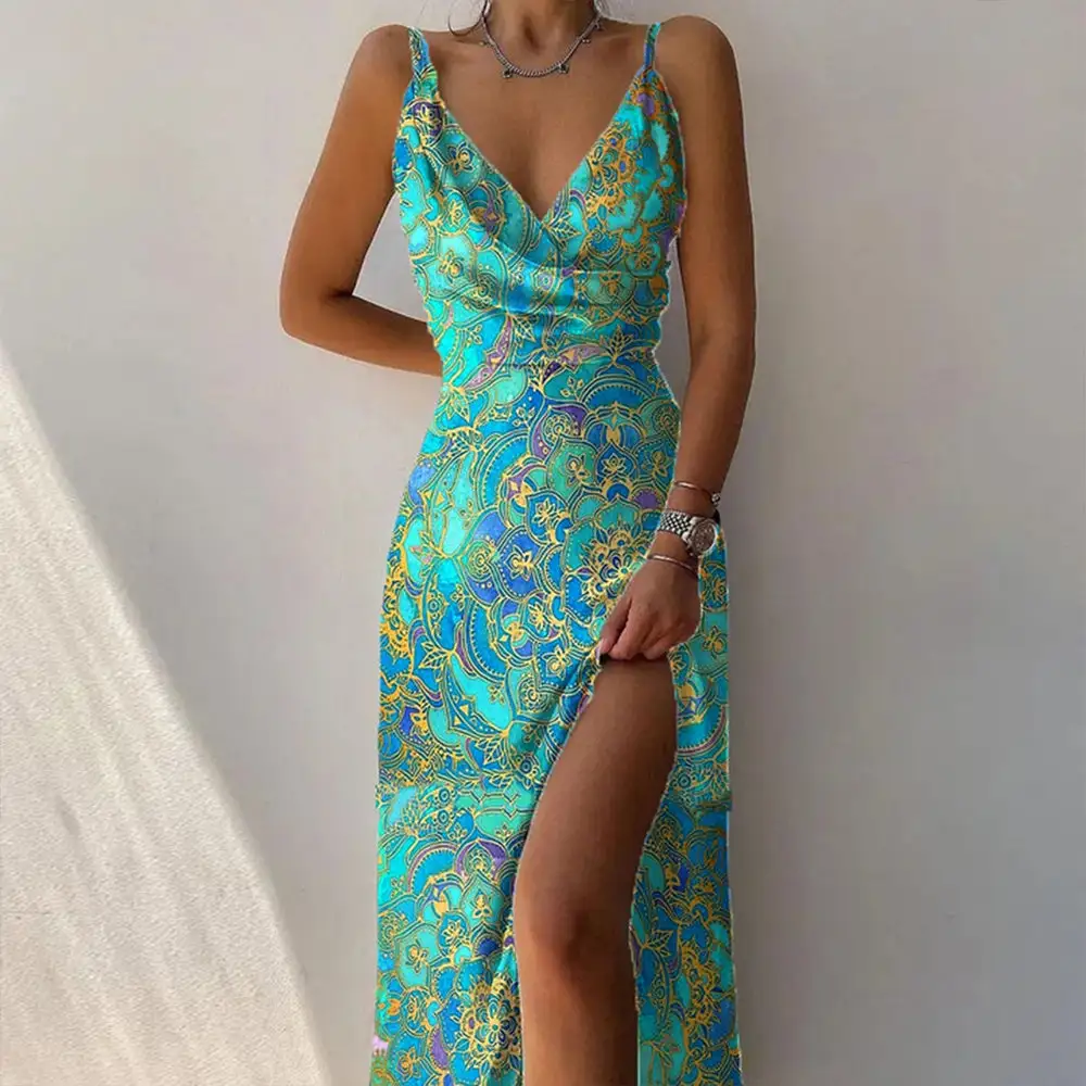 Elegant Print Sleeveless Midi Dress