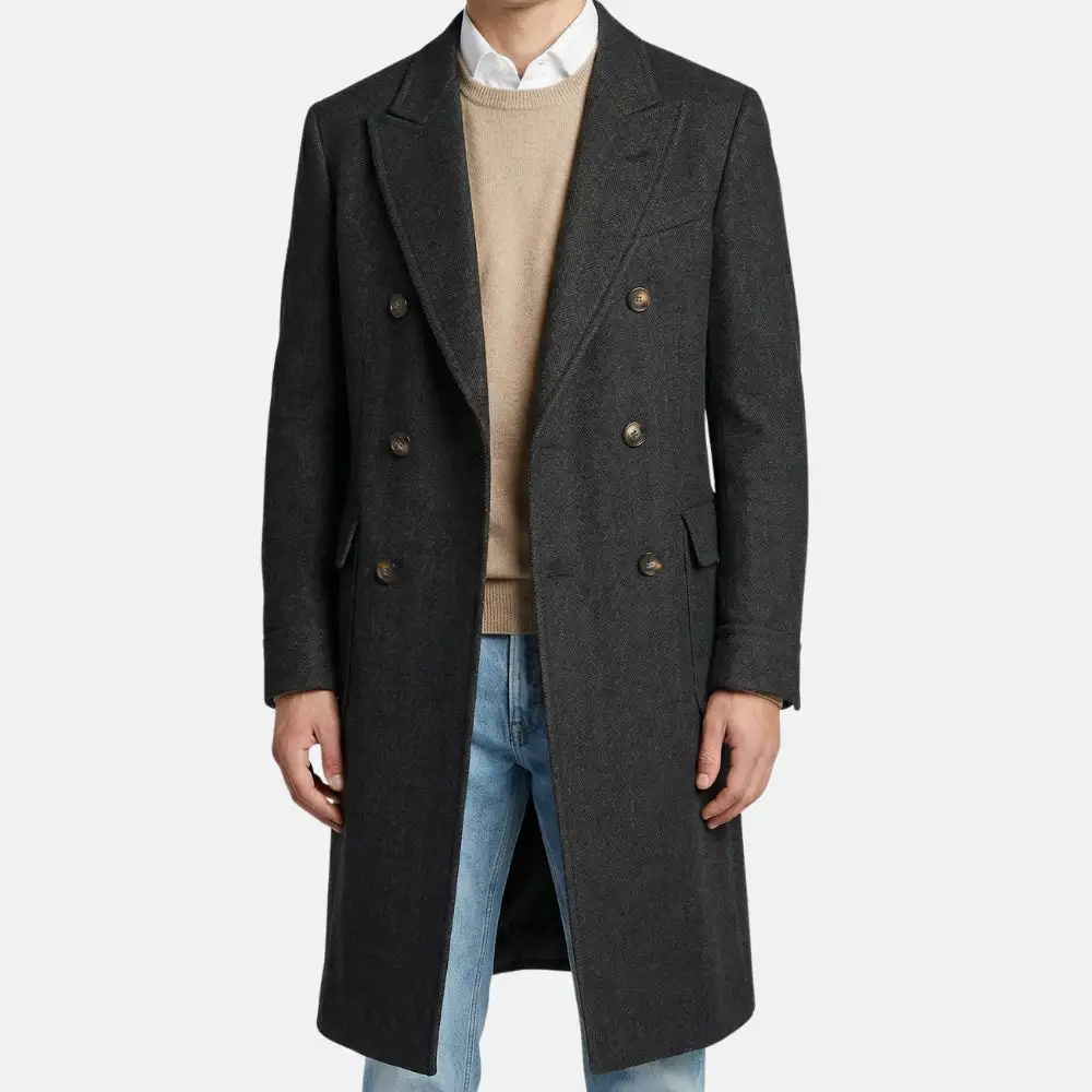 Herringbone Cashmere Coat