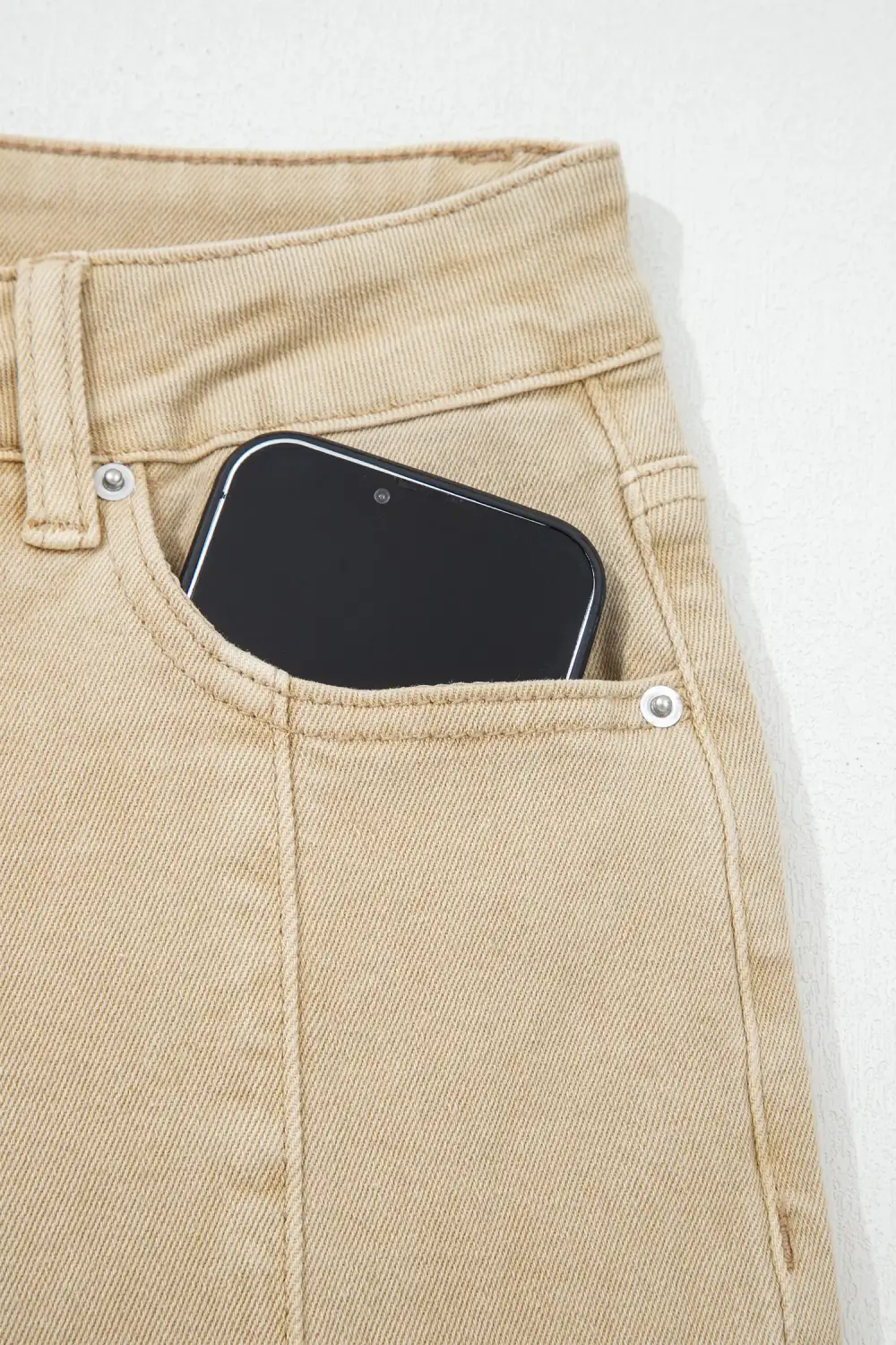 Ruffled Panel Detail Denim Jeans