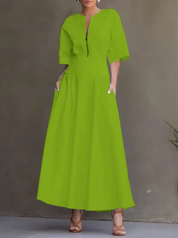 Half Color Neck Maxi Dress