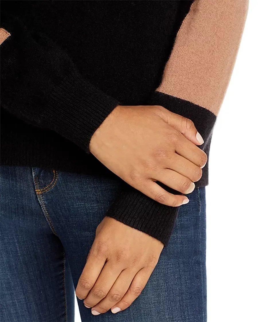 Color Block Elbow Cashmere Sweater