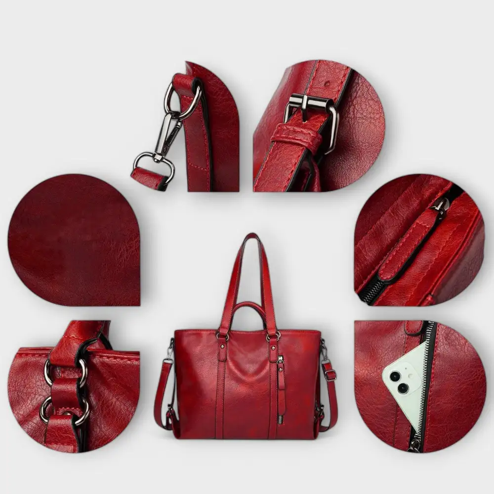 Drawstring Leather Handbag