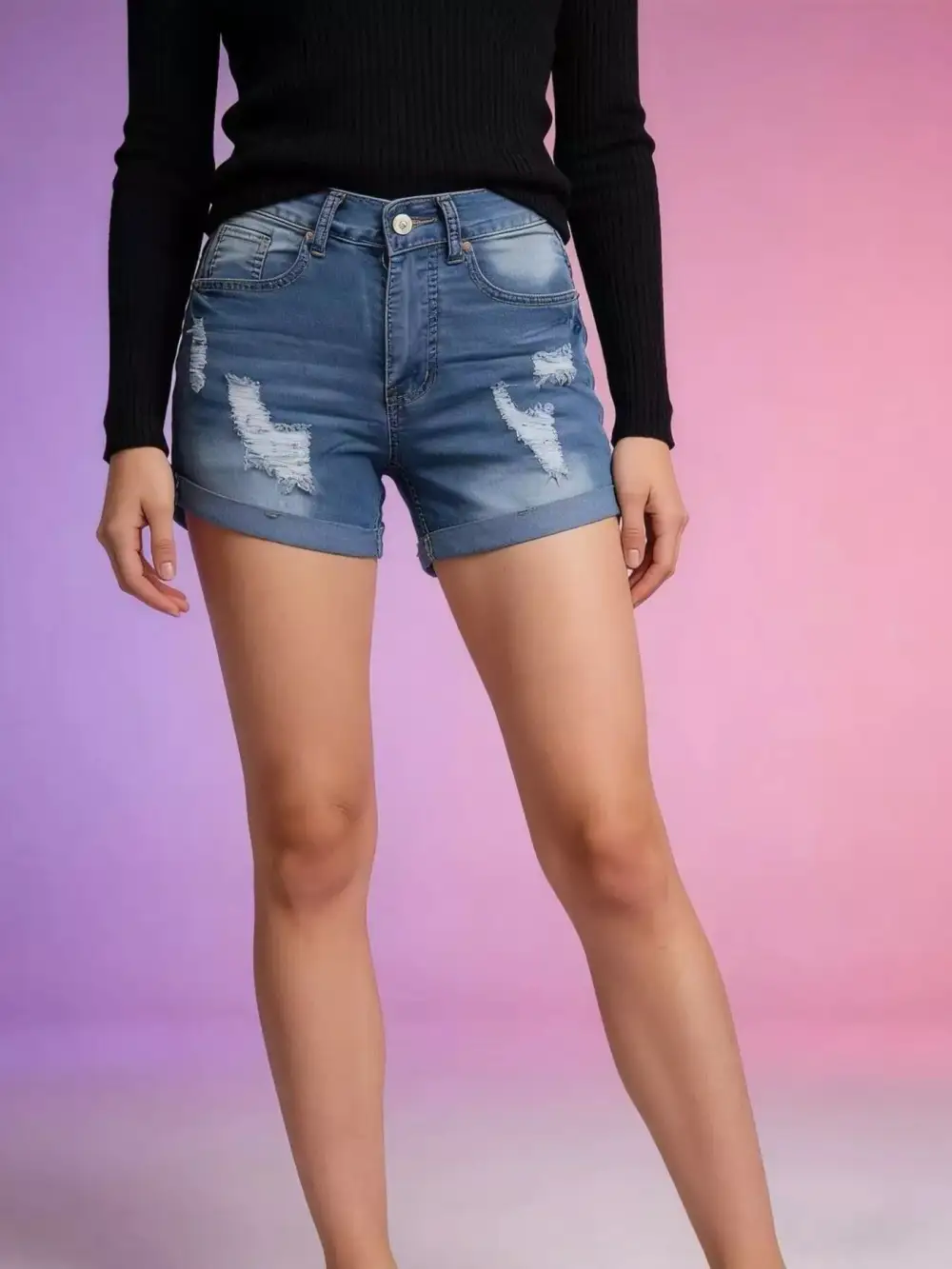Distressed Denim Shorts