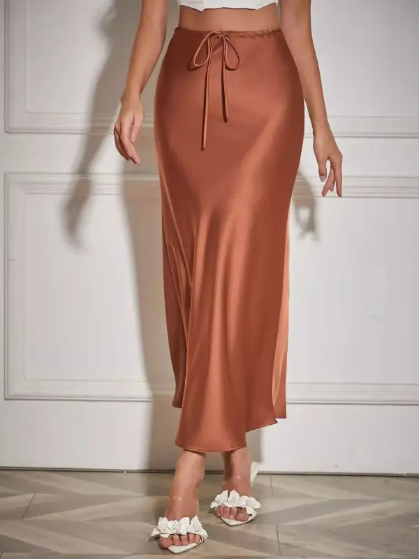 Relaxed Satin Midi Skirt