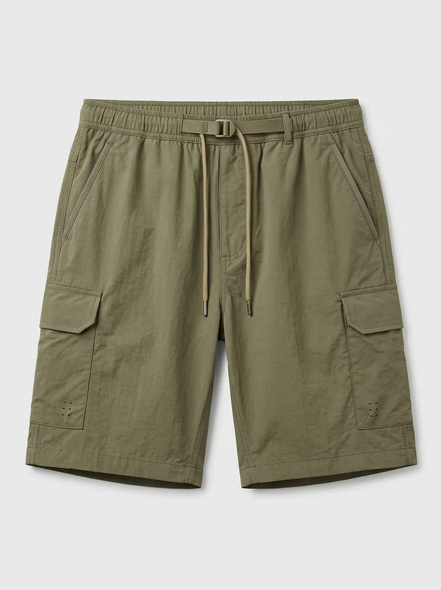 Men's Olive Cargo Utility Shorts - Design O