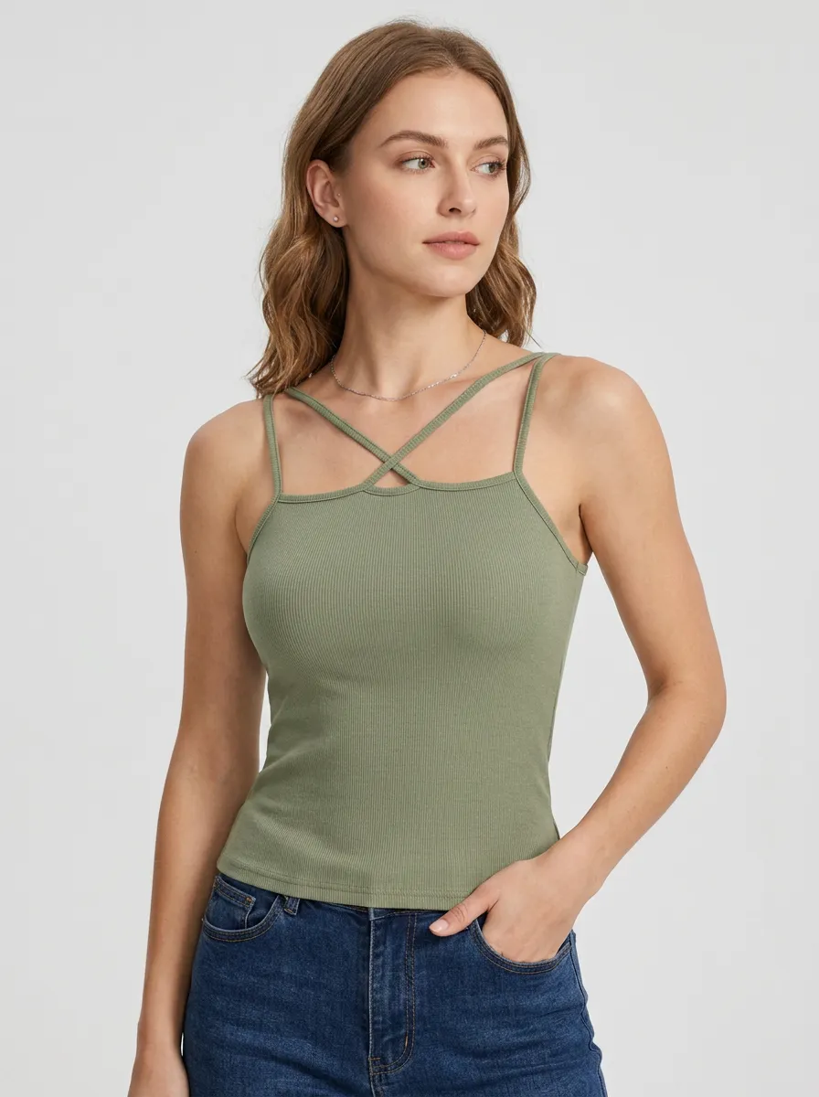 Women's Crisscross Ribbed Tank Bra
