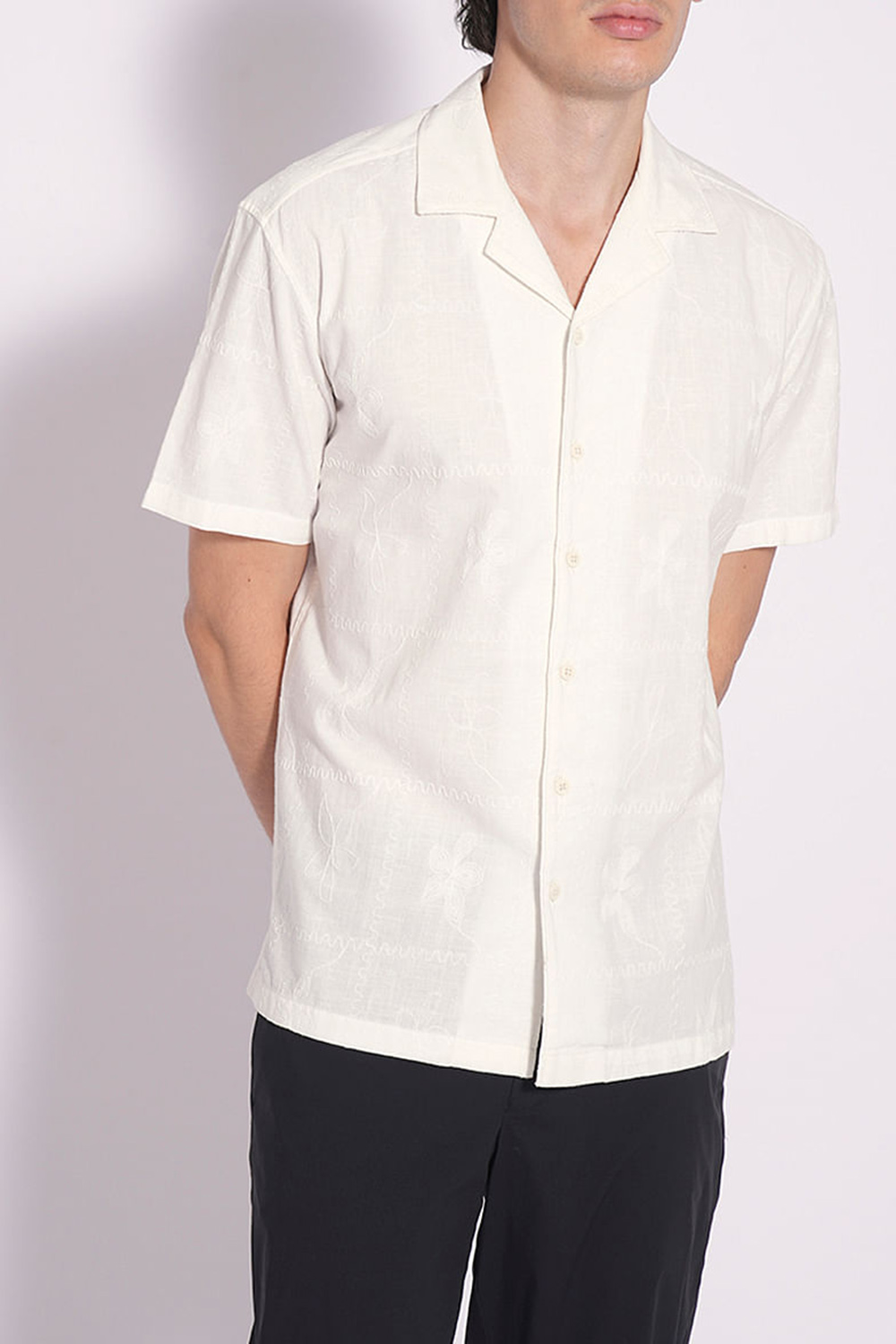 White Embroidered Cotton Shirt
