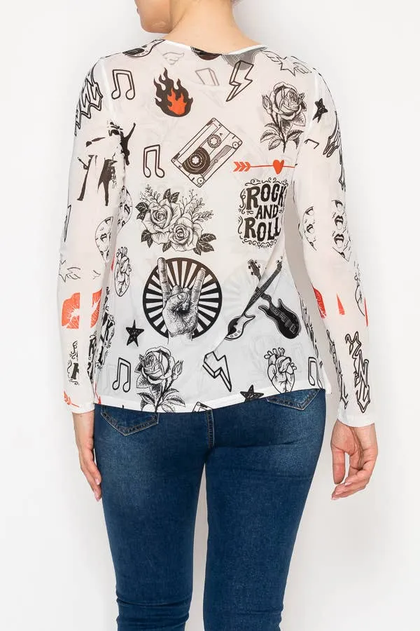 Relaxed Graphic Crew Neck Top