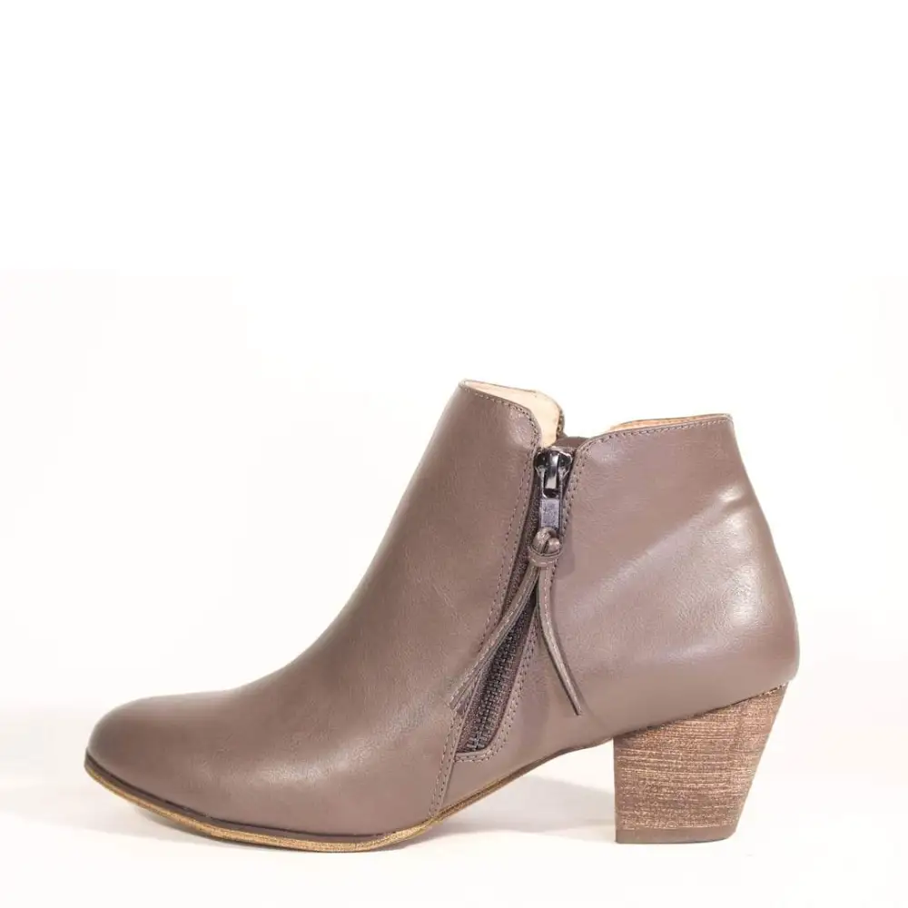 Faux Leather Side Zip Western Ankle Boots