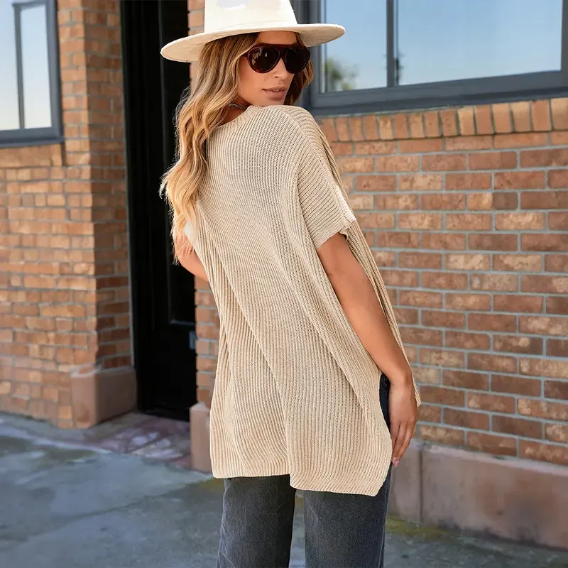 🔥Hot Sale💥 - Women's Round Neck Batwing Short Sleeve Loose Knit Top