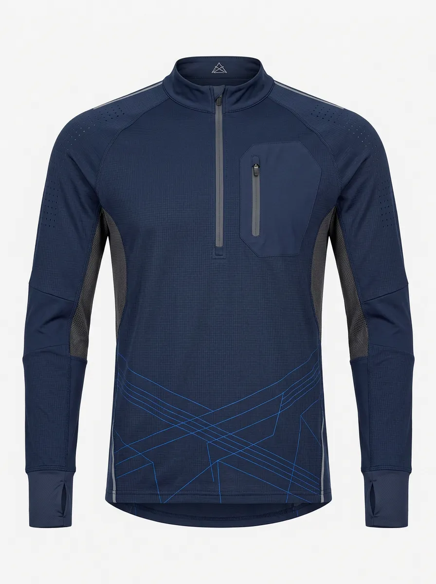 Men's Athletic Geometric Pattern Printed Quarter Zip Shirt