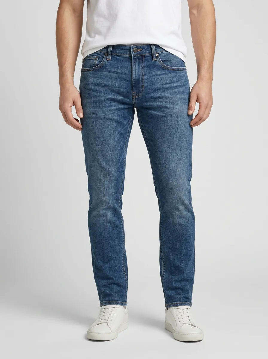 Smooth Fit Straight Leg Flexible Denim Jeans