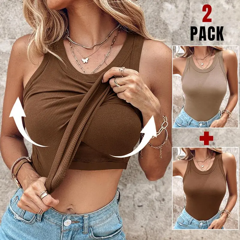 Women Everyday Basic Ribbed Built-in Bra Tank