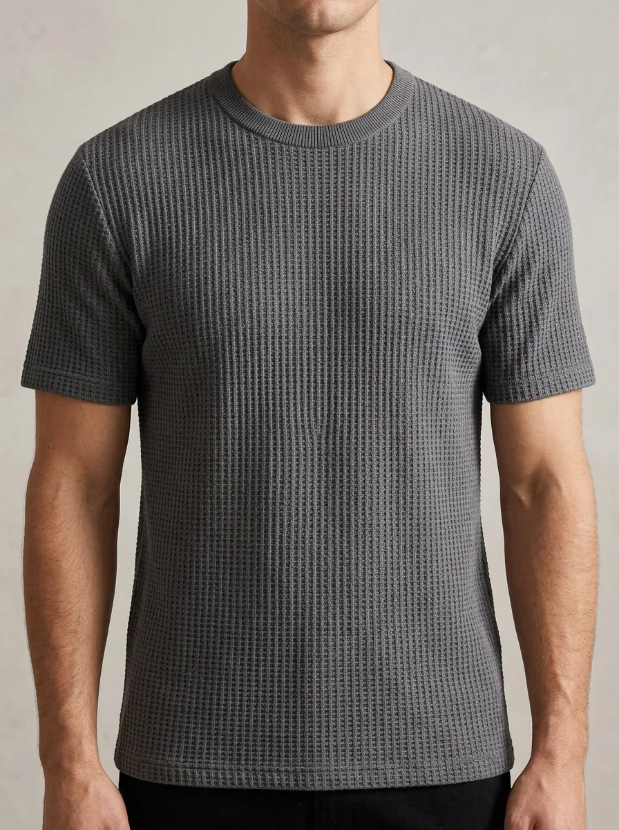 Modern Clean-Line Men's Knit Crew-Neck T-Shirt
