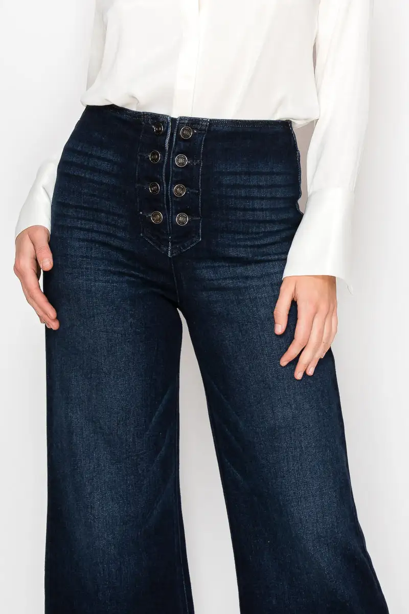 High Rise Wide Leg Stretch Denim Jeans