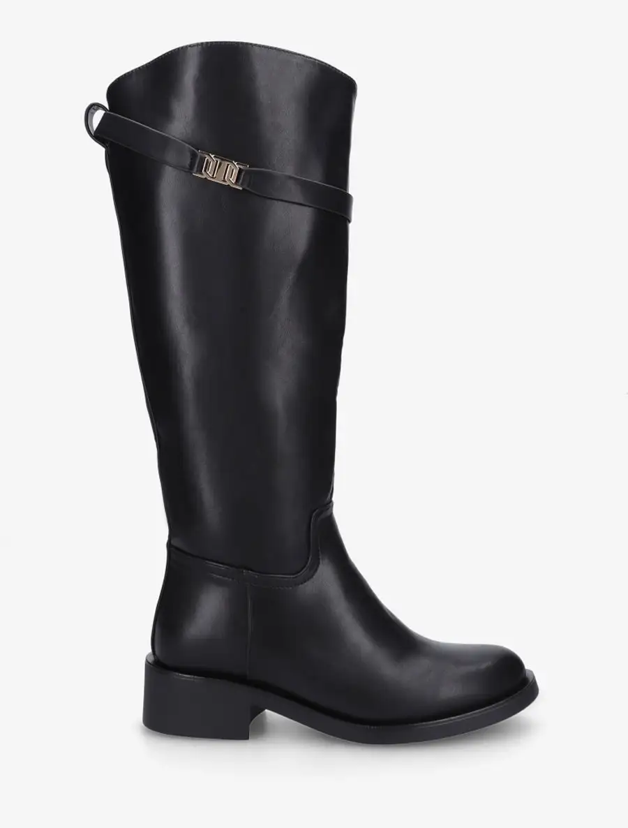 Classic Heritage Block Heel Faux Leather Knee High Boots