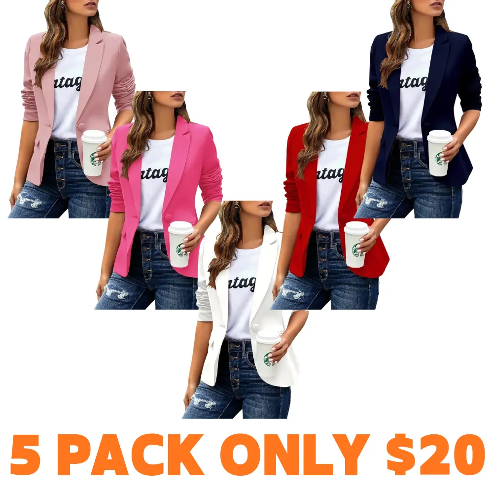 Women’s Slim Fit Office Blazer – Long Sleeve Lapel Jacket