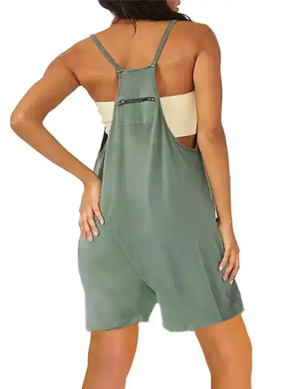 Zipper Pocket Spaghetti Straps Jumpsuit Overall Accessory