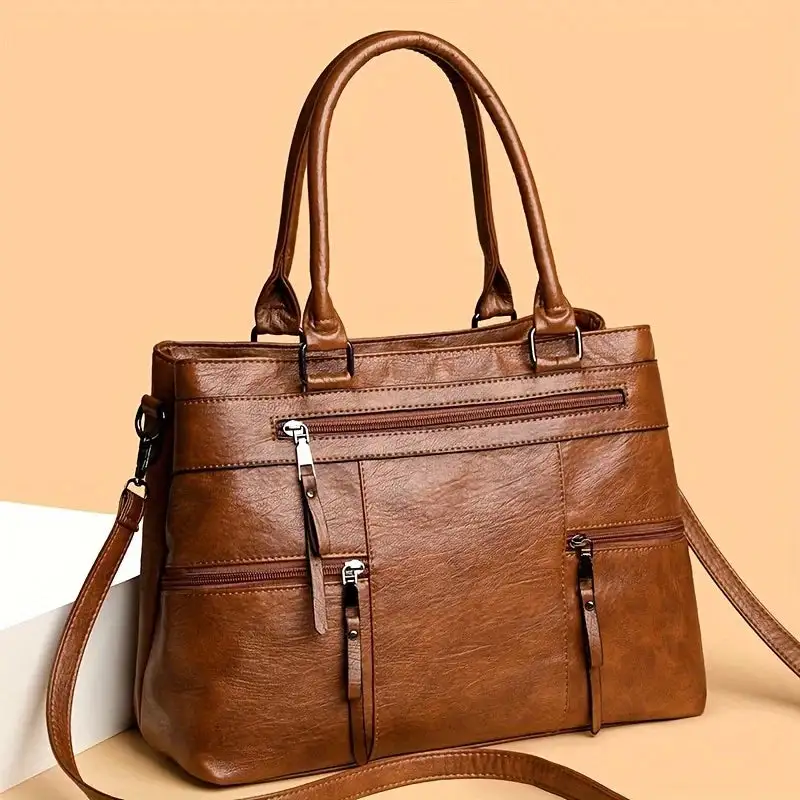 Relaxed Soft Zip-Top Shoulder Bag