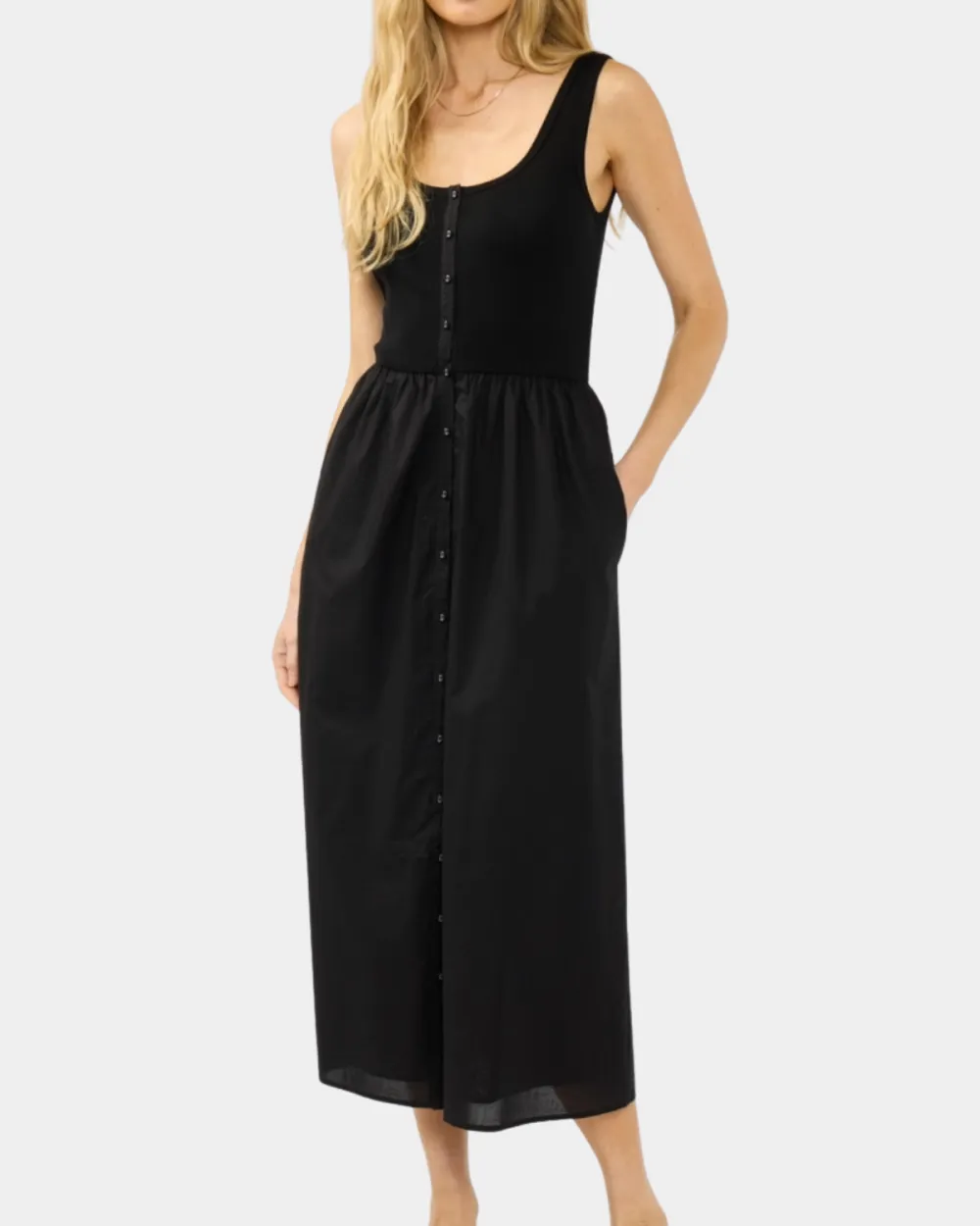 Button Front Tank Dress