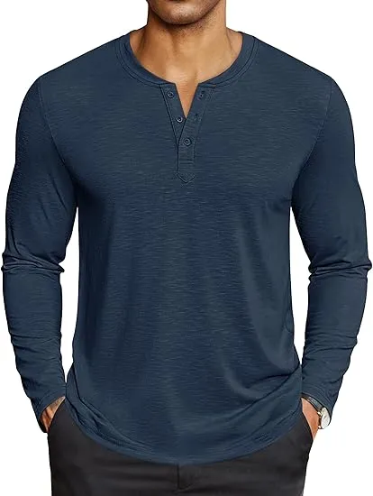 🧍‍♂️ Men’s Henley Long Sleeve Shirt – Lightweight, Soft & Everyday-Ready