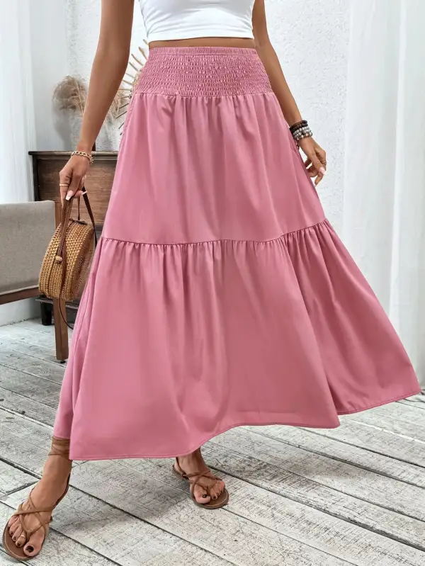 Minimal Denim Floral Printed Skirt