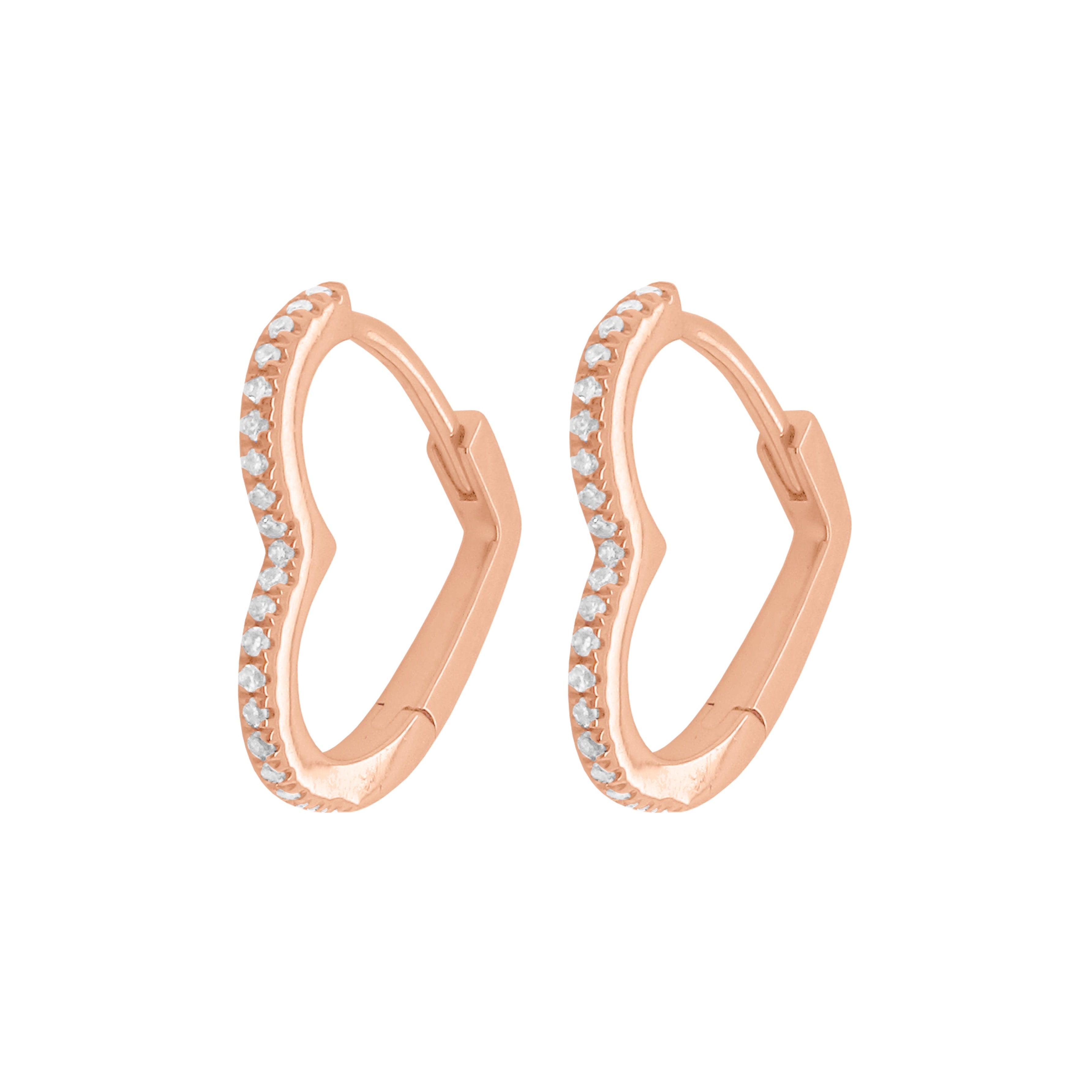 Classic Heart Gem Detail Huggie Earrings