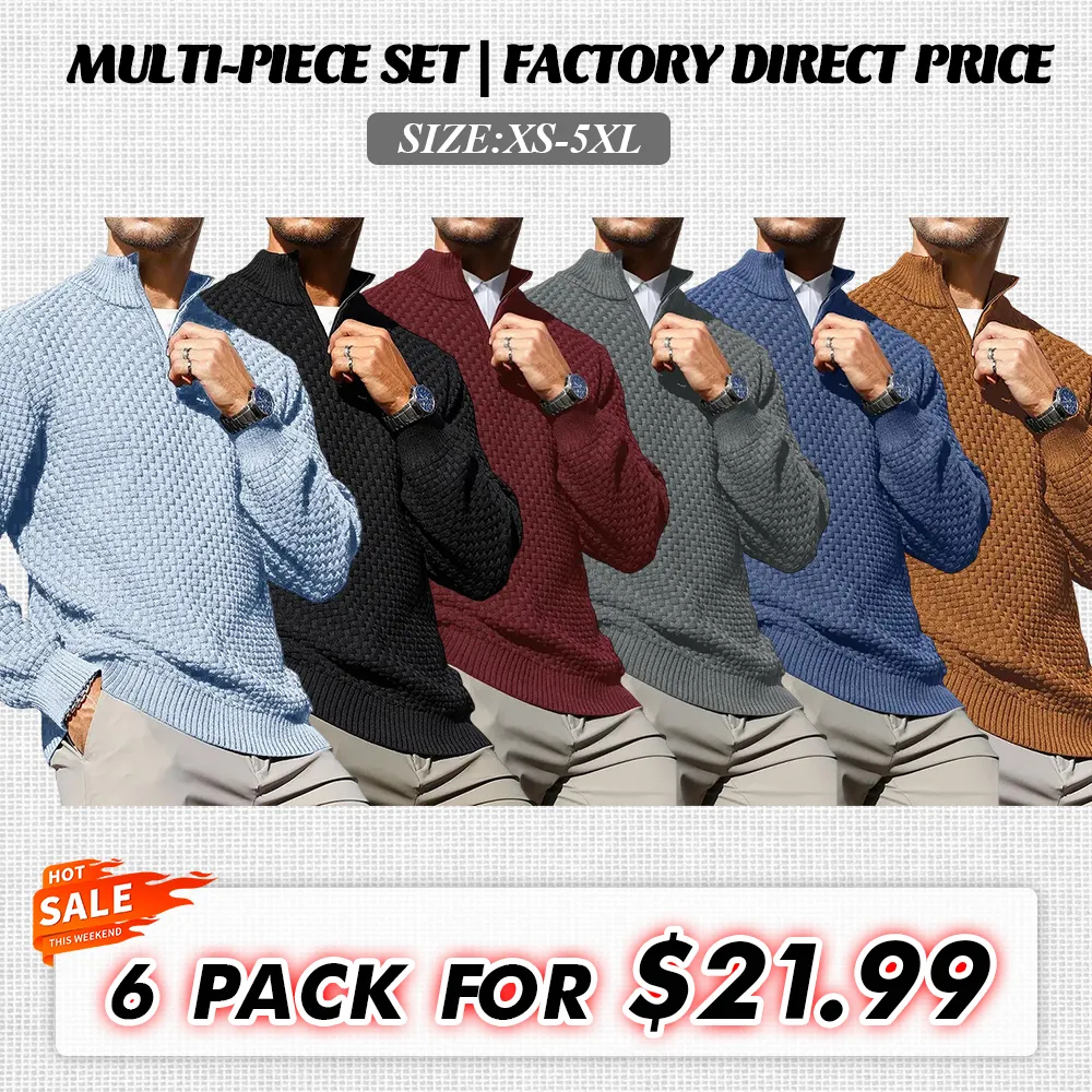 🔥 Men's Cable Knit Quarter-Zip Sweater
