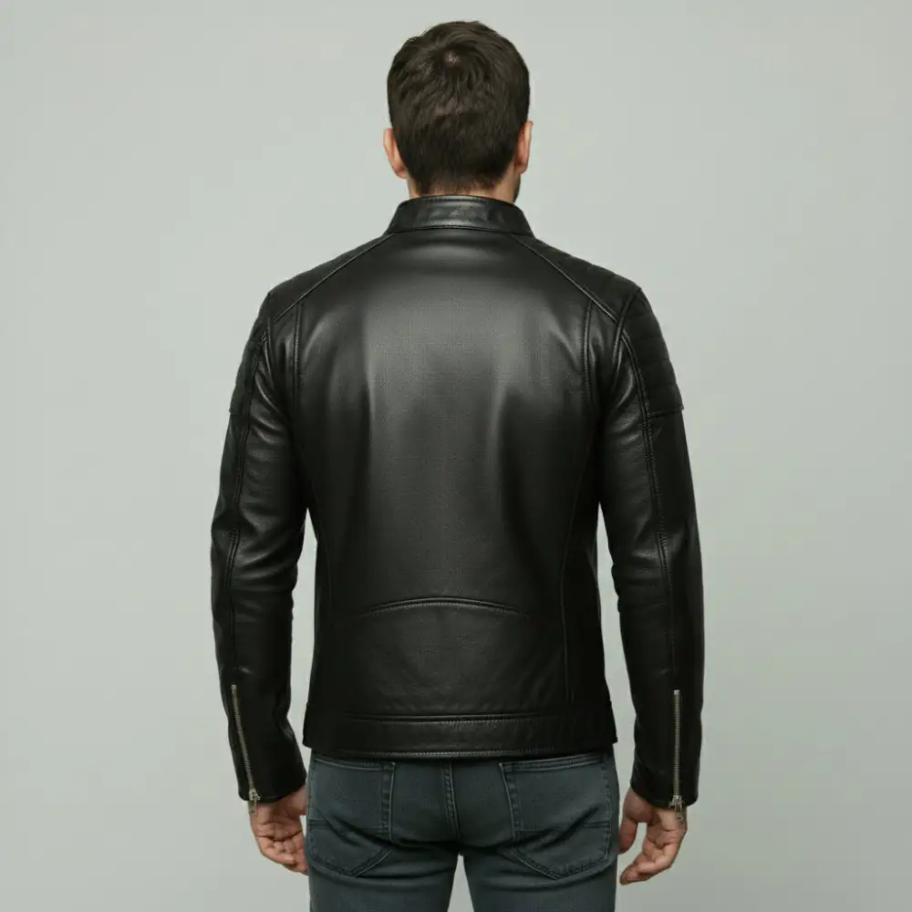 Utility Leather Biker Motorcycle Multi Pocket Jacket