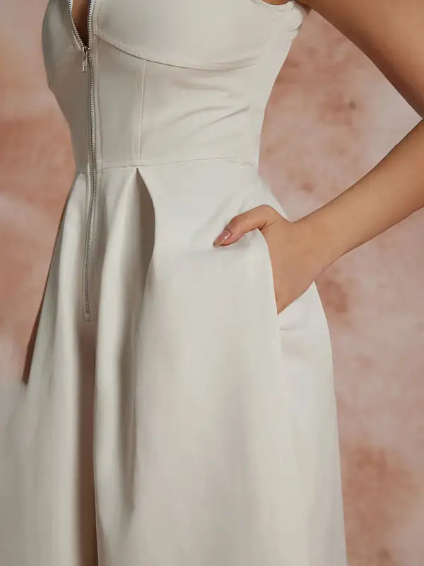 Jumpsuits Met Hoge Taille Losse Zakken Effen Kleur