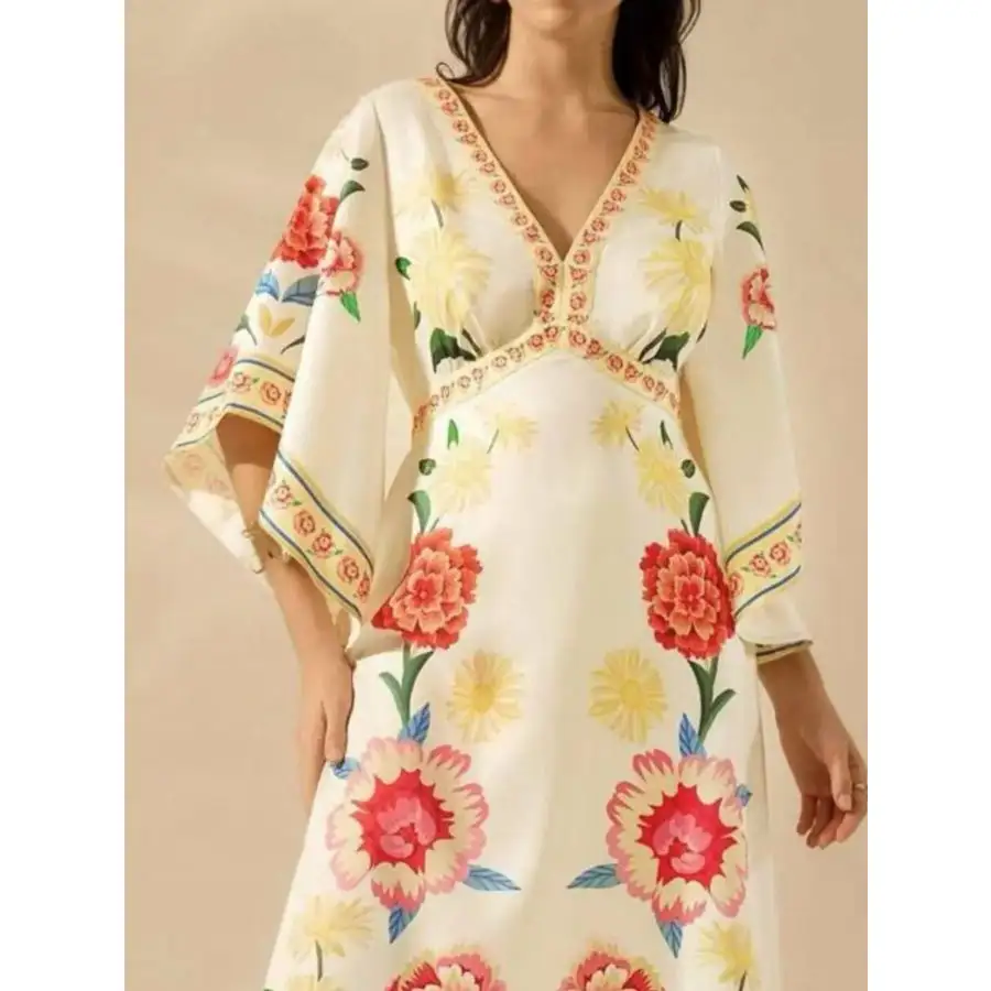 Palm V-Neck Midi Dress