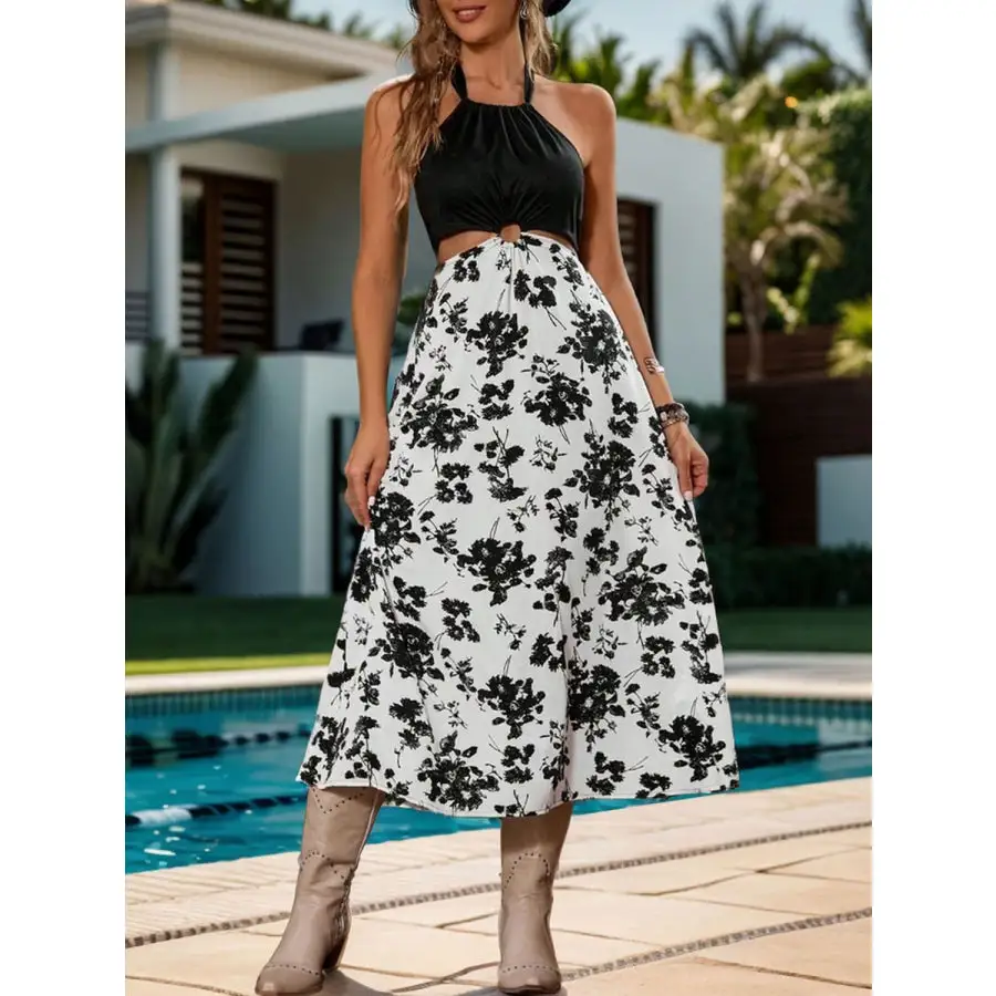 Backless Halter Neck Midi Dress