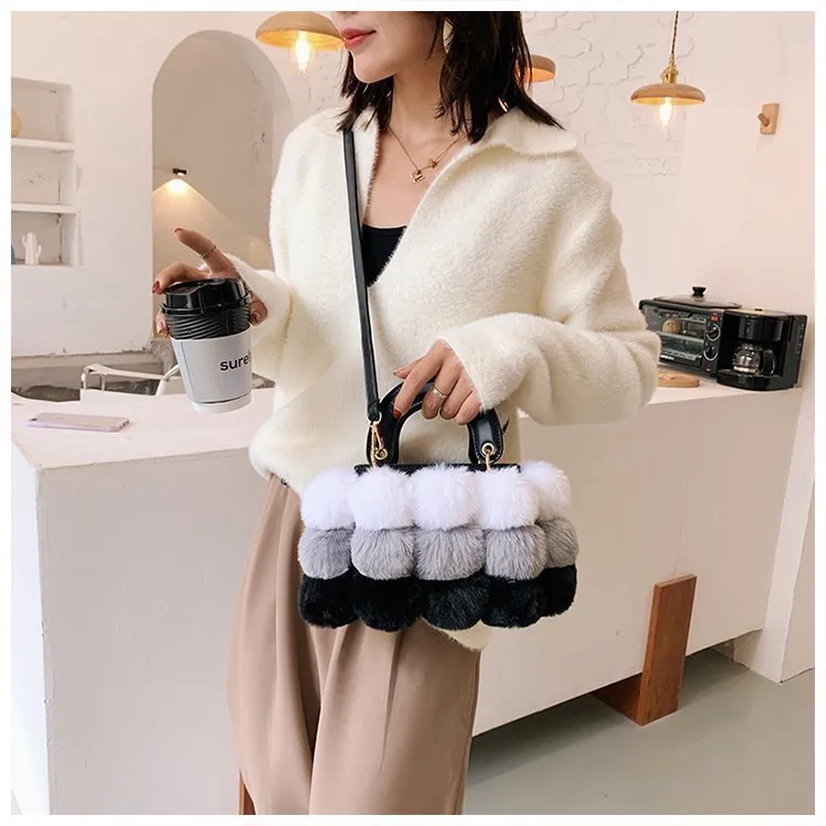 Korean-Style Plush Shoulder Bag Medium Messenger Winter