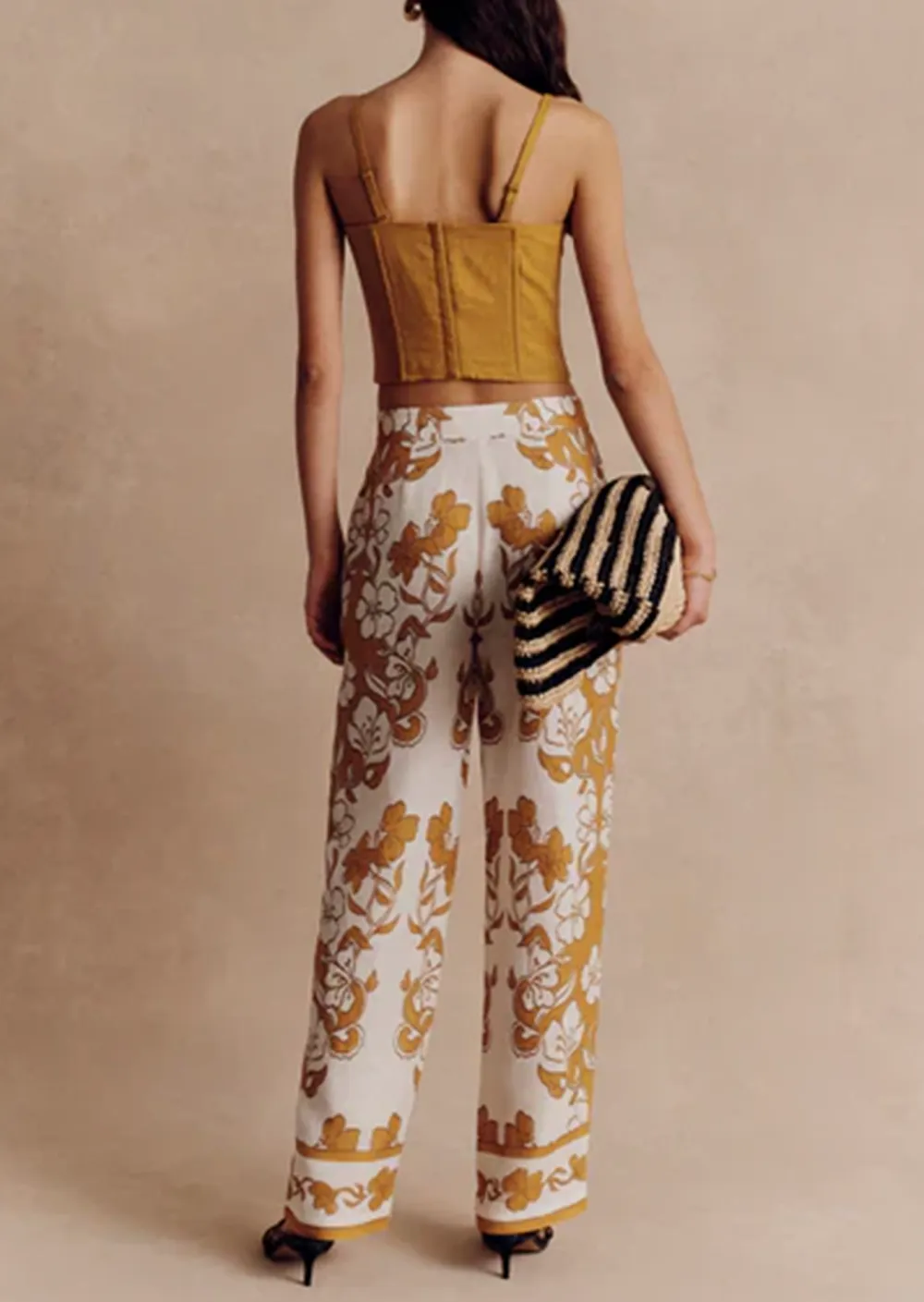 FLORAL PRINTED WIDE LEG PANTS