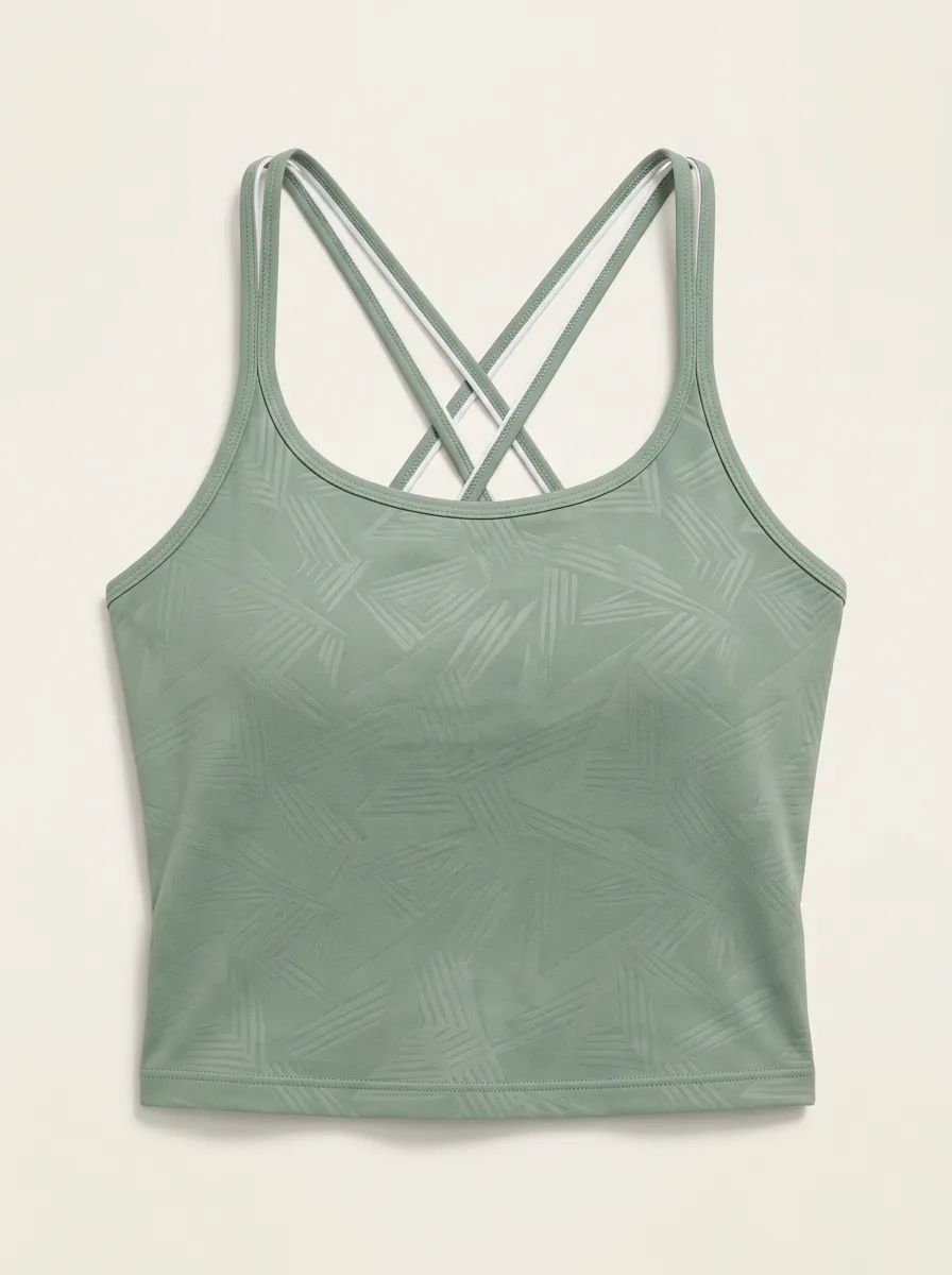 Women's Yoga Fitness Sage Green Geometric Printed Tank Top