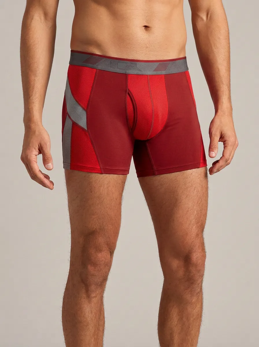 Men's Athletic Performance Blue Grey Mesh Printed Boxer Briefs