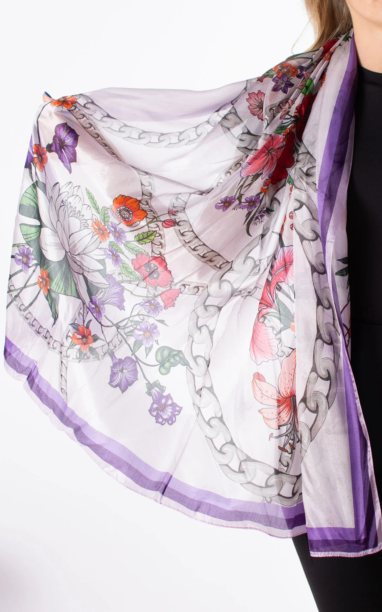 Elegant And High-Grade Purple Printed Women's Scarf