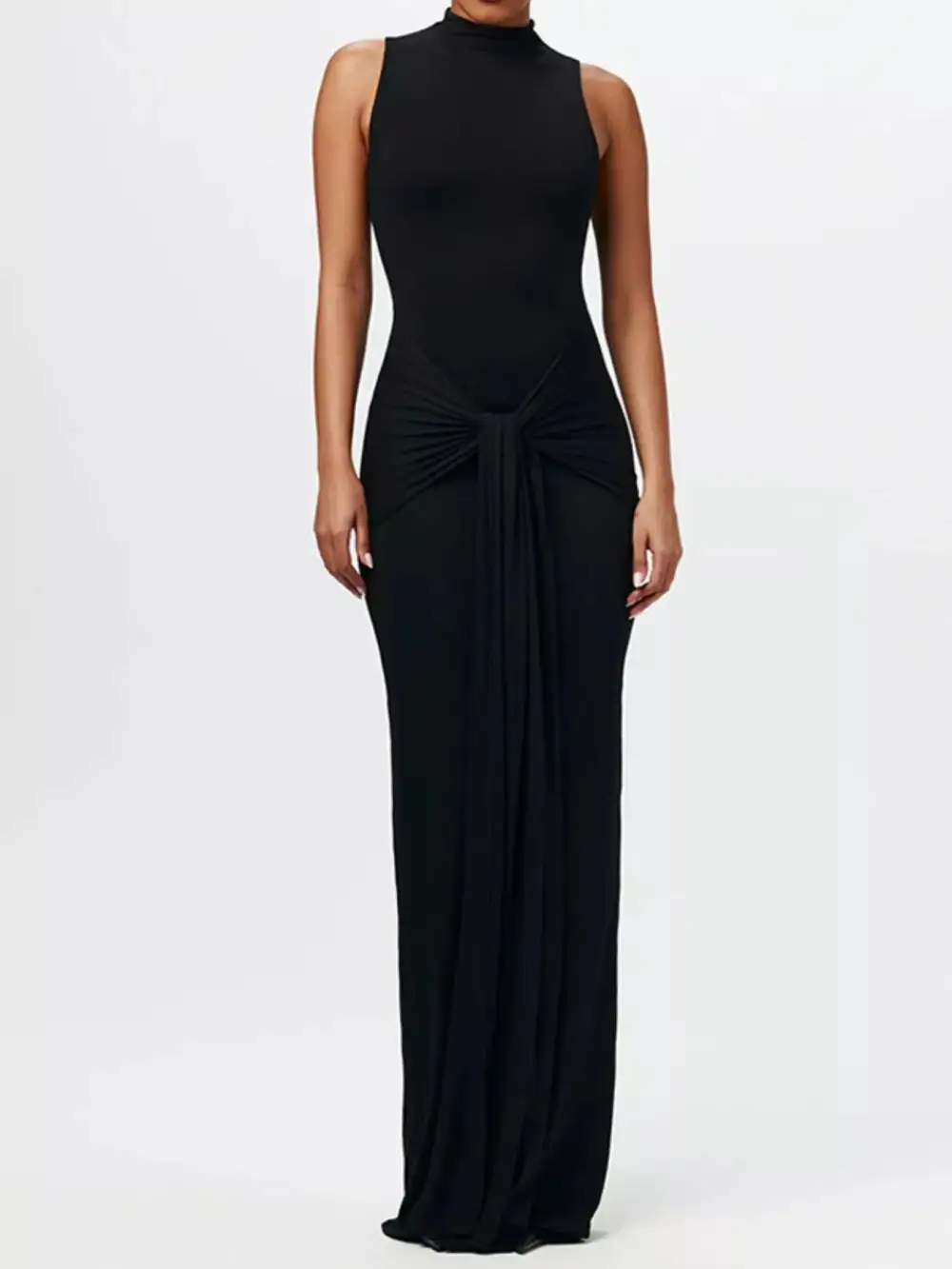 Mock Neck Sleeveless Maxi Dress