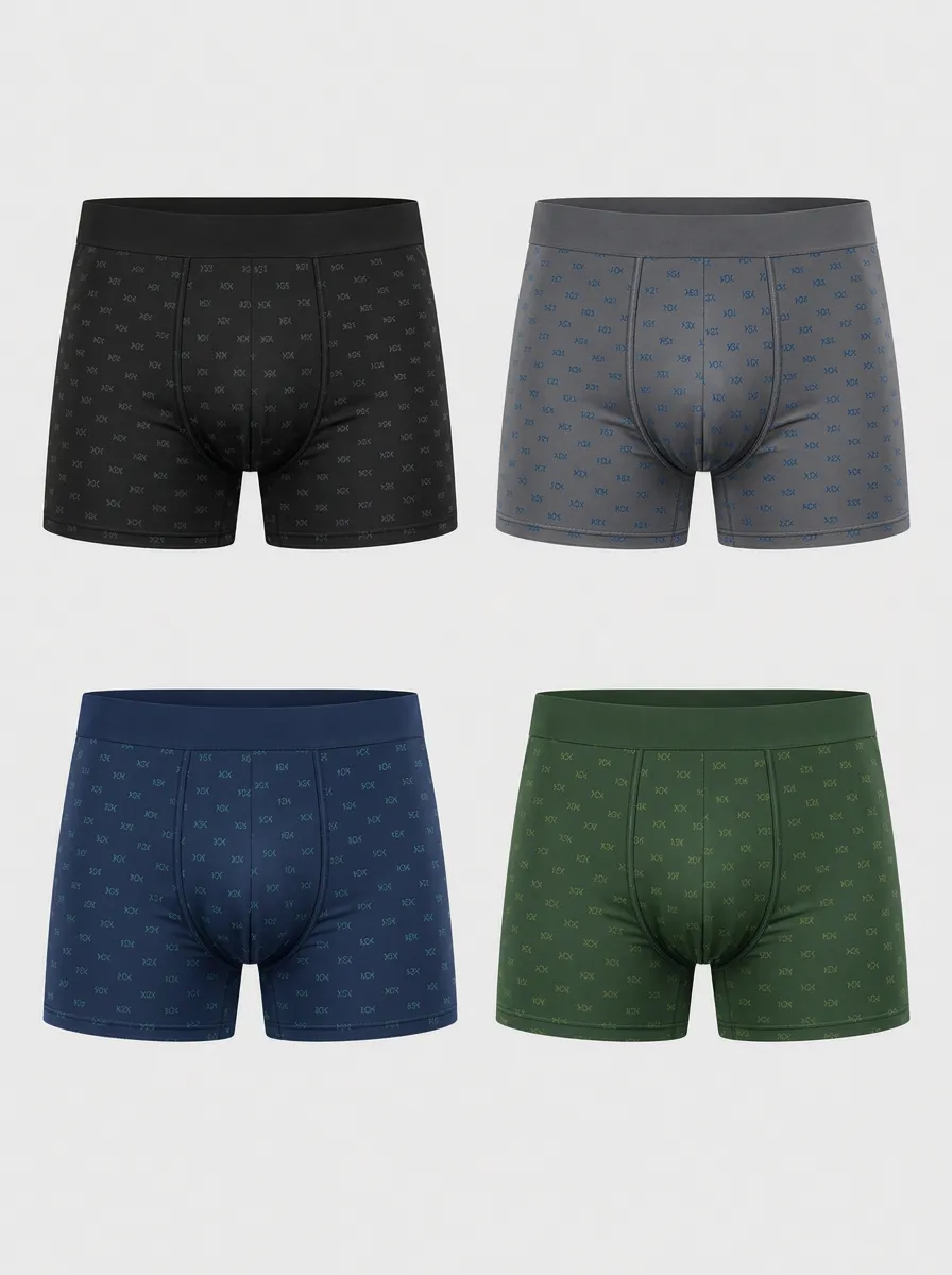 Men's Navy Geometric Allover Boxer Briefs 4-Pack