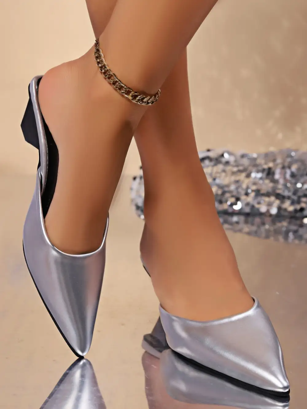 Pu Leather Point Toe Sandals