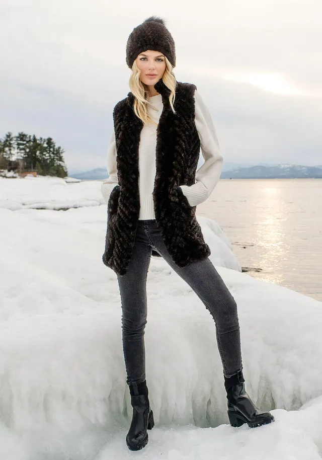 Whiskey Faux Fur Knitted Gemma Vest