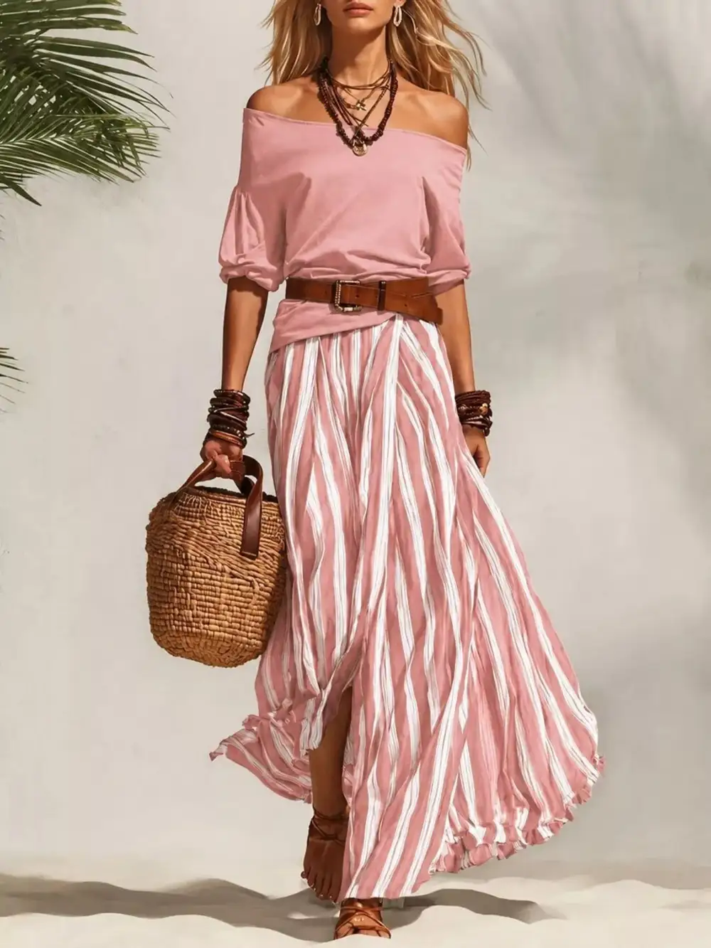 Off Shoulder Top and Maxi Skirt Set
